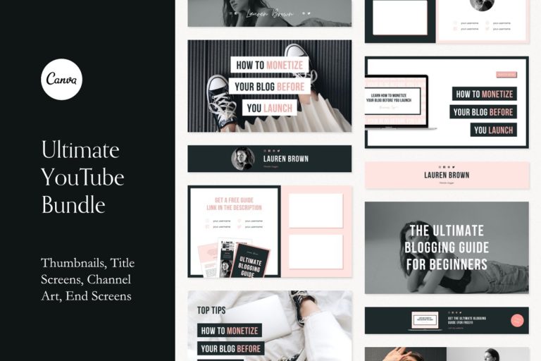 YouTube Branding Bundle For Canva JENNIFER FRANKLIN