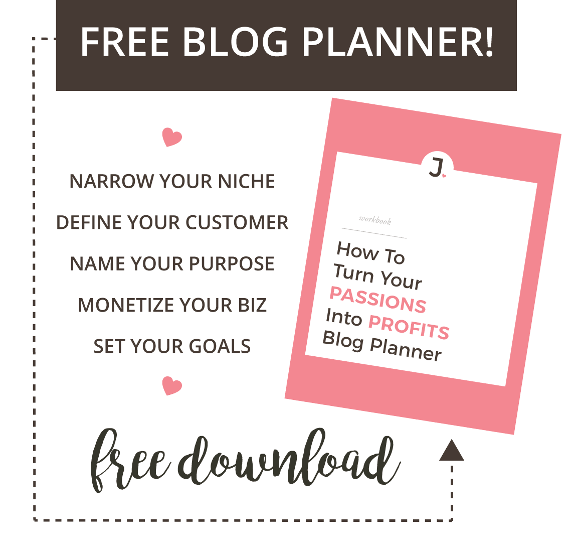 Work From Home: Start a profitable blog today! Download the FREE blog planner workbook and learn how to turn your Passions Into Profits at Jennifer-Franklin.com.