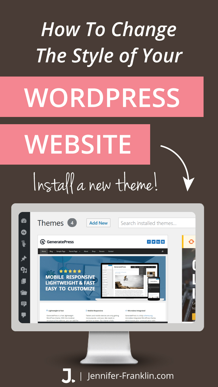 If you are new to WordPress and want to know how to install WordPress theme on your new site, keep reading because in this post I will show you how to instantly update the style of your website at Jennifer-Franklin.com