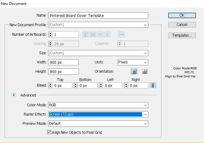 pinterest board cover image adobe illustrator new file