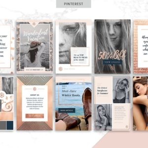 Canva social media templates in rose gold: perfecgt for feminine chic bloggers.