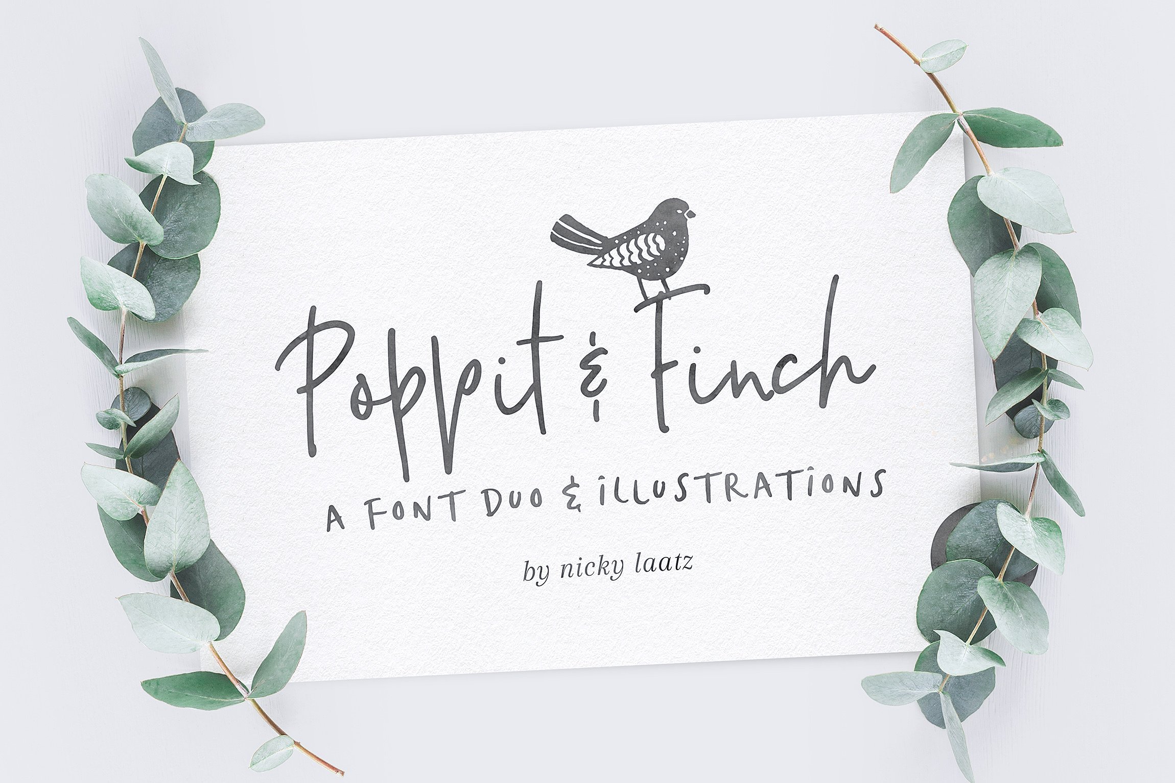 Say hello to Poppit & Finch - A sweet little font duo with oodles of country-inspired illustrated vectors and pre-designed logo templates, easy to use , and all inspired by this little piece of heaven.