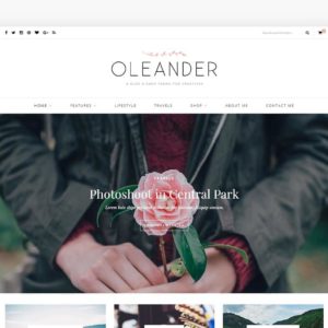 A blog shop WordPress theme: Oleander, is sharp and modern. Features a full-width slider and promo boxes to show off your product images. Shop WordPress themes at Jennifer-Franklin.com.