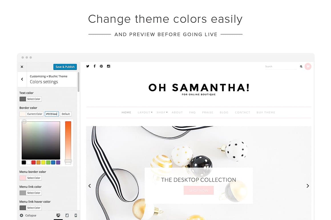 Introducing a clean and minimal eCommerce WordPress Theme by Bluechic: Samantha. Learn more at Jennifer-Franklin.com.