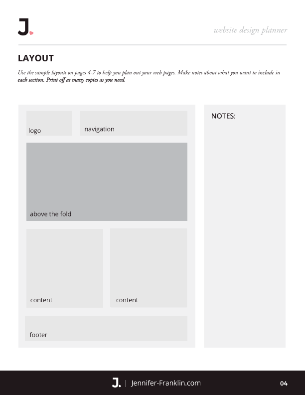 Website Design Tips For Beginners | Website Font Combinations | Website Design Planner | Free Download | Jennifer-Franklin.com