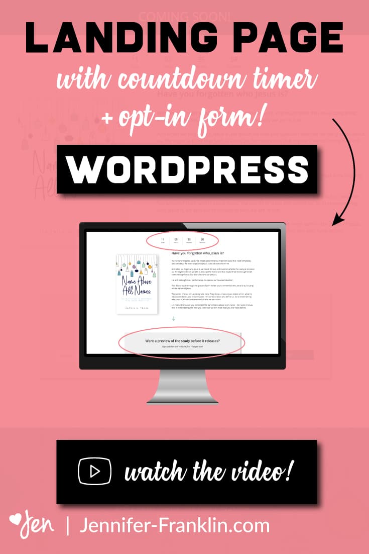 how to create a landing page in WordPress | Jennifer-Franklin.com
