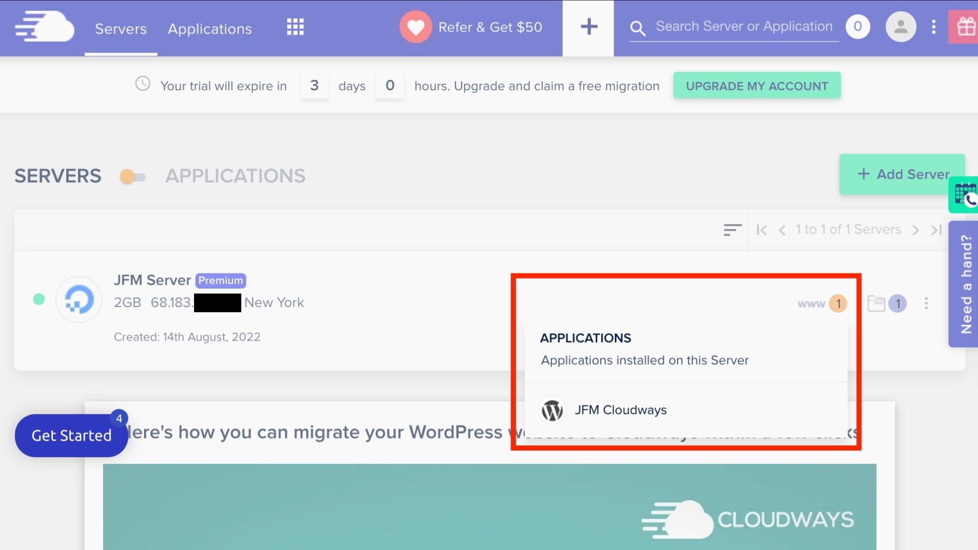 How to login to WordPress website from Cloudways hosting account.