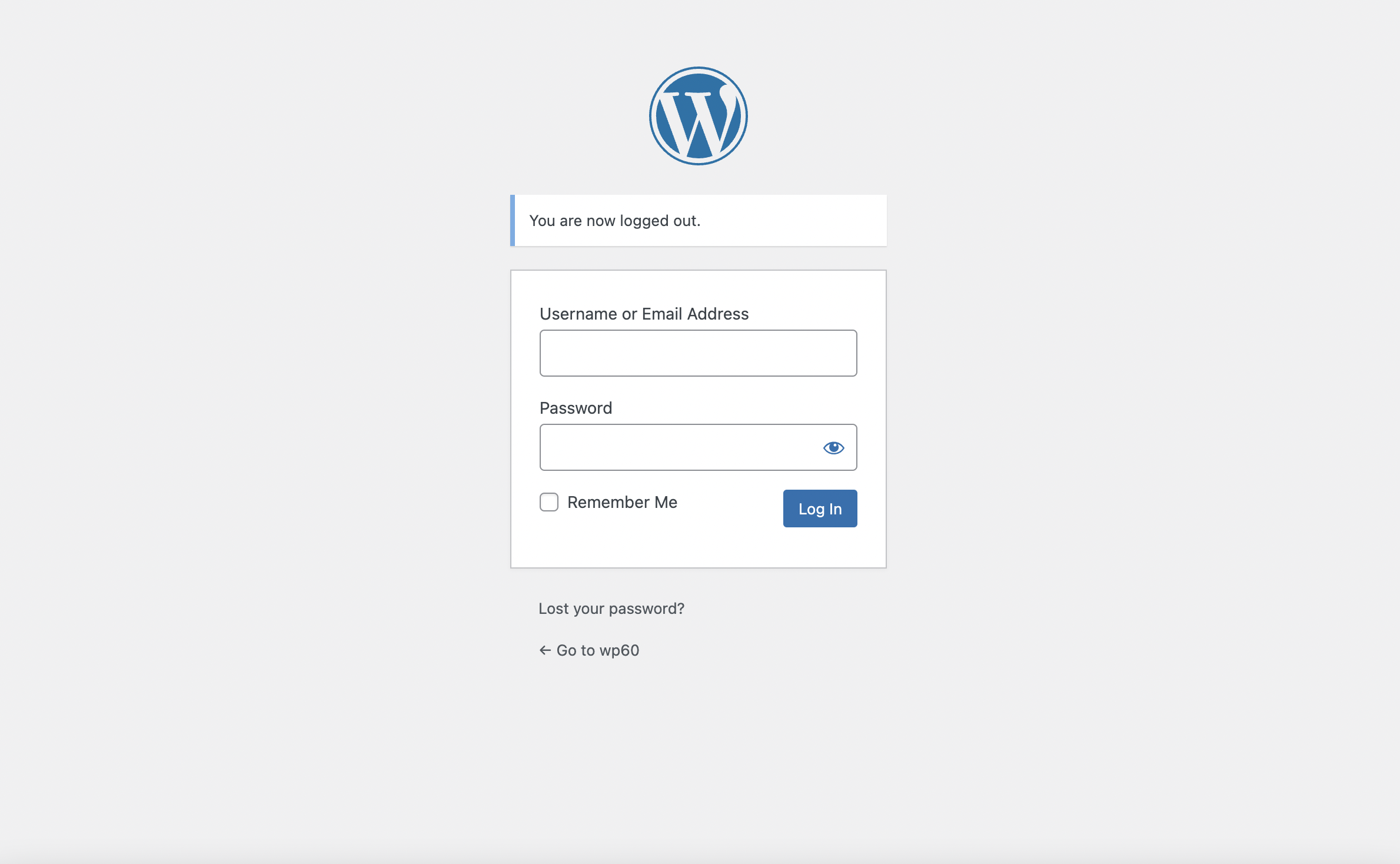 default wordpress login page